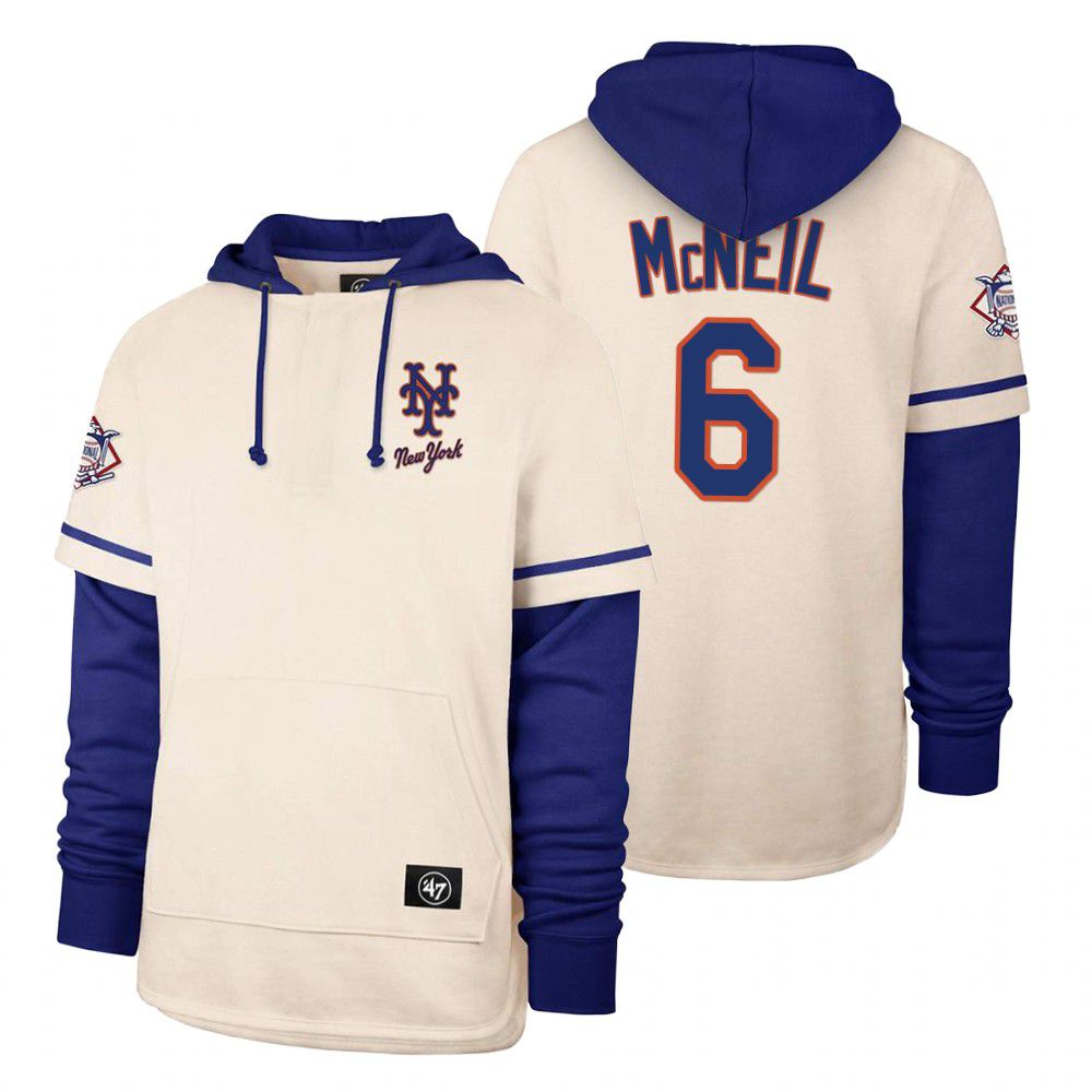 Men New York Mets #6 Mcneil Cream 2021 Pullover Hoodie MLB Jersey->new york mets->MLB Jersey